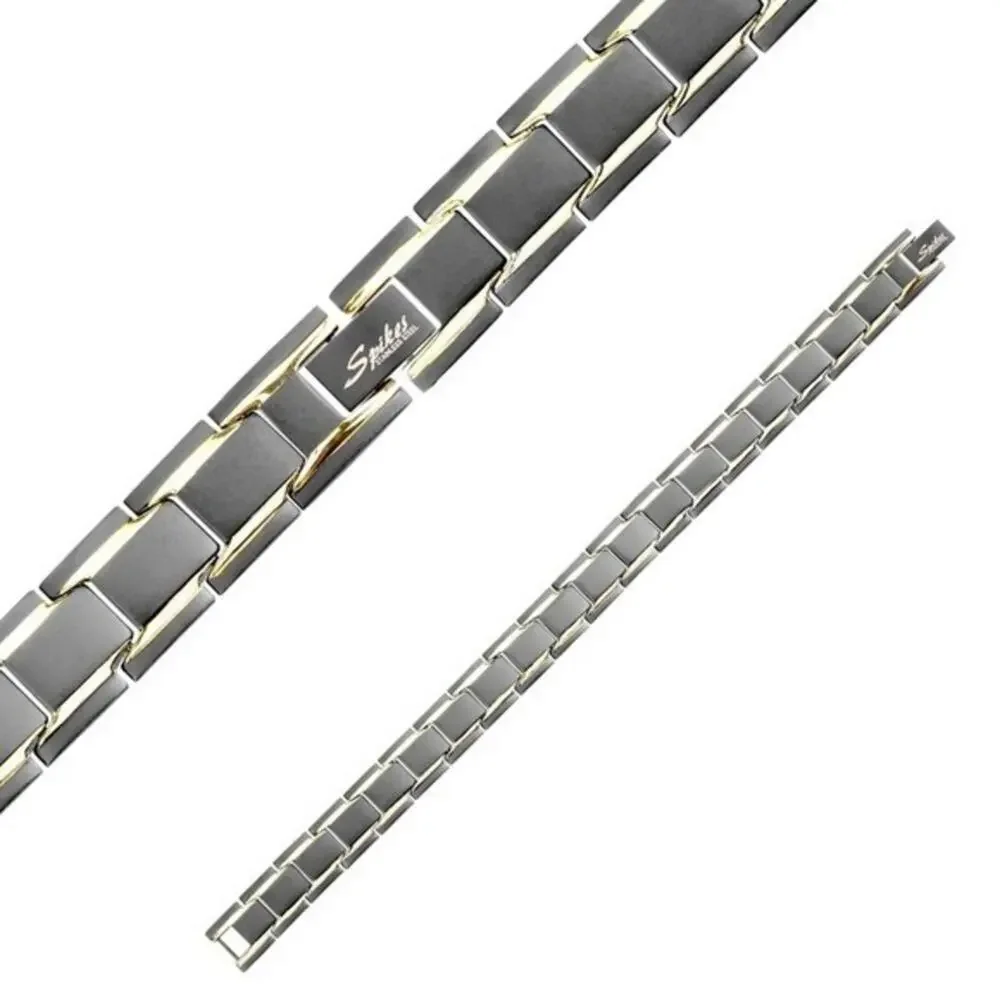 NWOT Matte Black with Gold Trimmed Links Stainless‎ Steel Bracelet